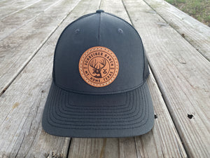 Leather Patched Meshback Hat - Charcoal